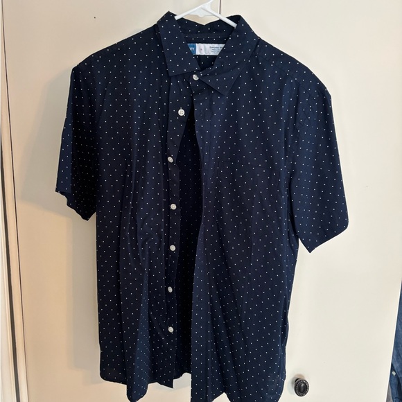 Old Navy Men's Dark Blue Polka Dot Shirt - Picture 1 of 3